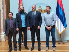 28 April 2021 The Chairman of the Committee on the Diaspora and Serbs in the Region Milimir Vujadinovic with the representatives of the Serbian Cultural Centre “Vuk Stefanovic Karadzic” from Backa Topola 